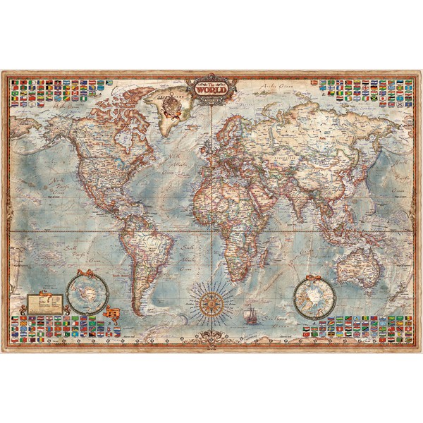 RayWorld Wereldkaart Antieke kaart Executive, gelamineerd (Engels)