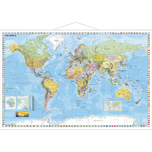 Stiefel Wereldkaart, politiek, met metalen frame (Engels)