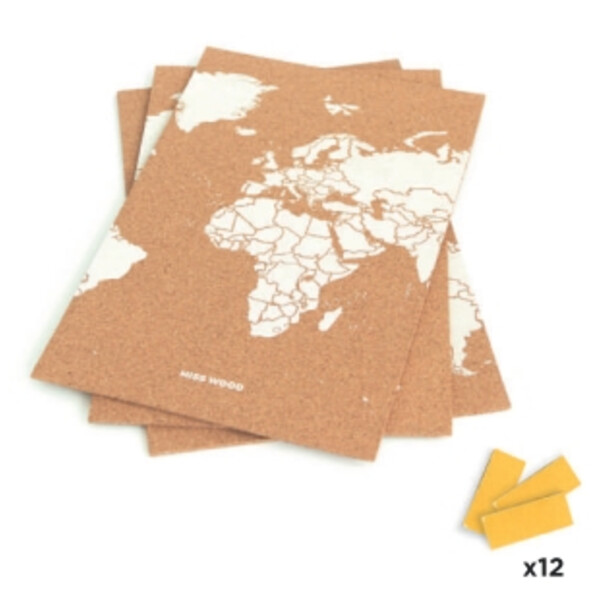 Miss Wood Wereldkaart Puzzle Map M - White