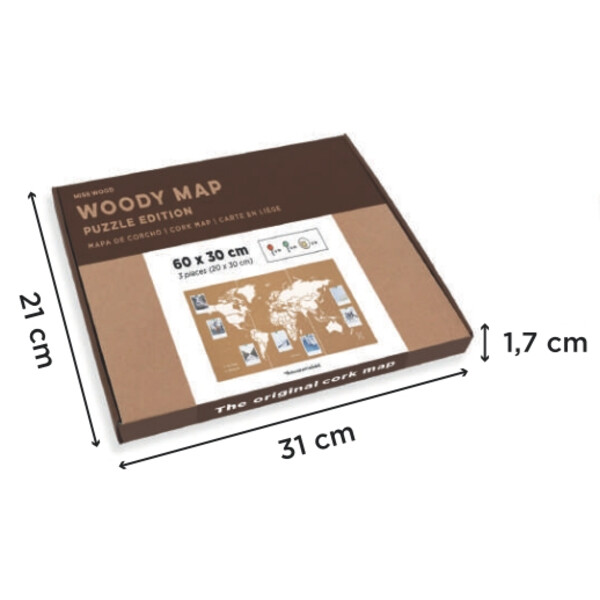 Miss Wood Wereldkaart Puzzle Map M - White