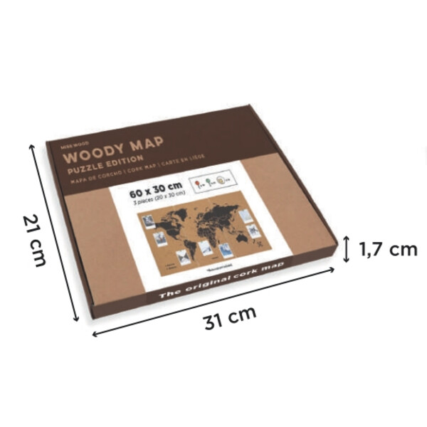 Miss Wood Wereldkaart Puzzle Map M - Black