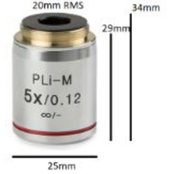 Euromex Objectief Objektiv IS.8105, Plan PL 5x/0.12, w.d. 15.5 mm, infinity, cov glas -(bScope)