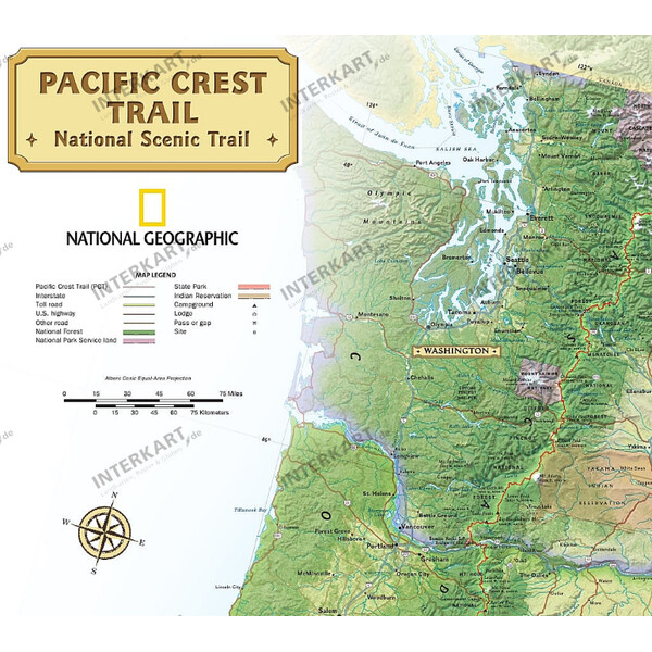 National Geographic Regionale kaart Pacific Crest Trail (46 x 122 cm)
