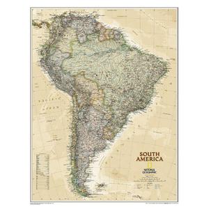 National Geographic continentkaart Zuid-Amerika (Engels)