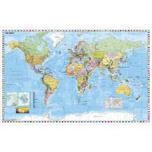 Stiefel Wereldkaart, reuzeformaat, beschrijf- en uitwisbaar, extreem scheurvrij (Engels)