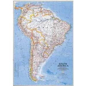 National Geographic continentkaart Zuid-Amerika, politiek (Engels)
