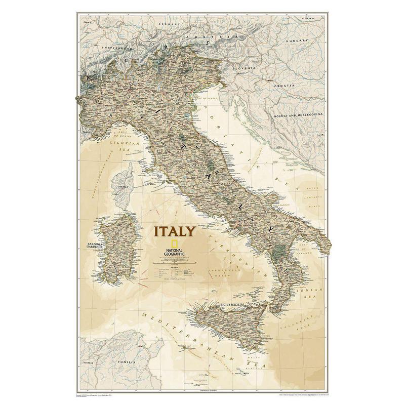 National Geographic Kaart Italië (Engels)