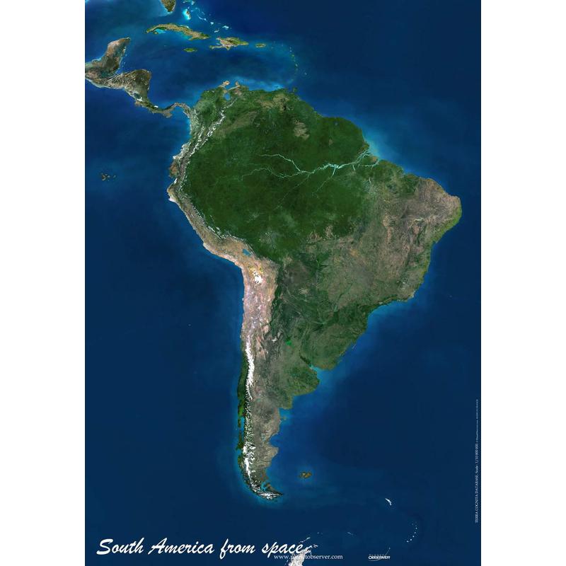 Planet Observer continentkaart Zuid-Amerika