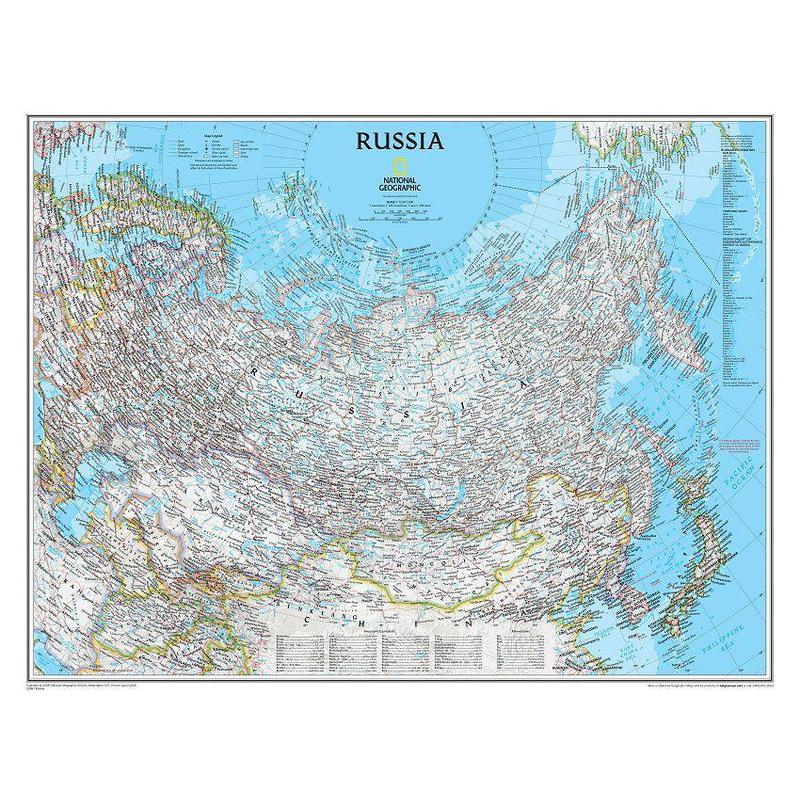 National Geographic Kaart Rusland, politiek (Engels)