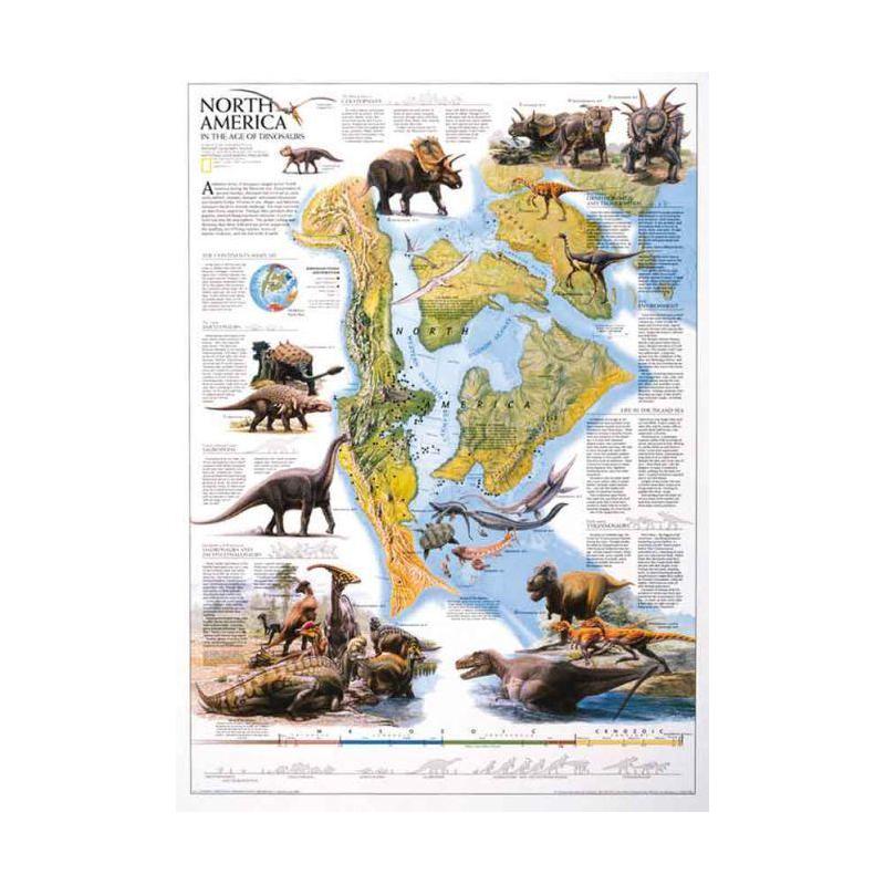 National Geographic Regionale kaart North America in the age of dinosaurs (Engels)