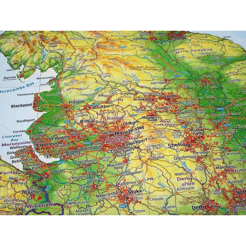 Georelief Groot-Brittannië 3D reliëfkaart, groot (Duits)