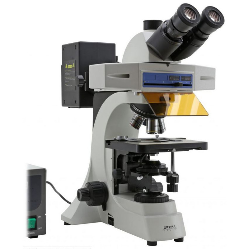Optika Microscoop Mikroskop B-510FL-SWIV, trino, FL-HBO, B&G Filter, W-PLAN, IOS, 40x-400x, CH, IVD