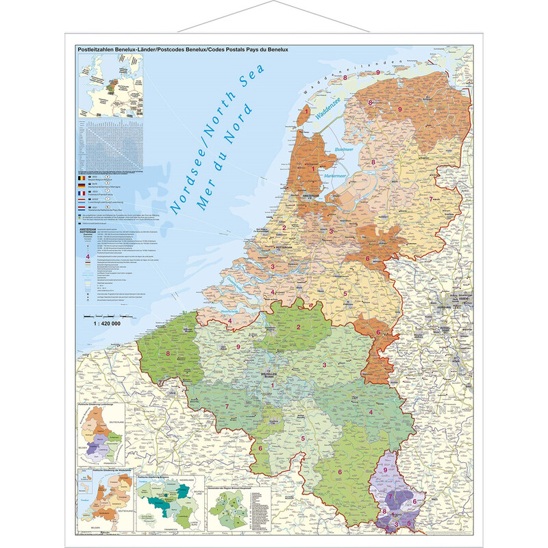 Stiefel Regionale kaart Benelux mit Postleitzahlen (97x137)