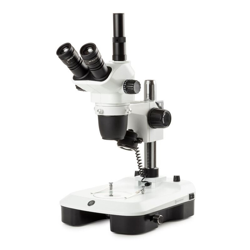 Euromex Stereo zoom microscoop NZ.1903-M, 6.7-45x, Säule,  Auf-u. Durchlicht, trino, Spiegel f. Dunkelfeld, Embryologie