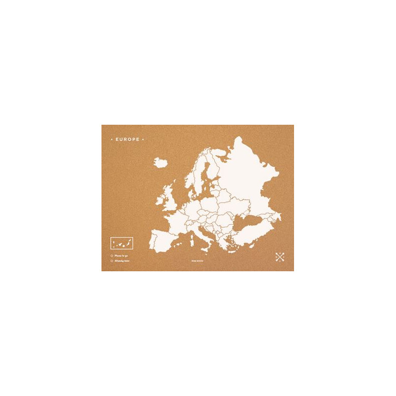 Miss Wood continentkaart Woody Map Europa weiß 90x60cm