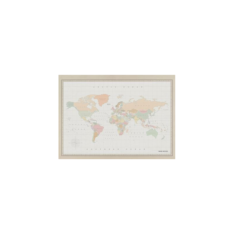 Miss Wood Wereldkaart Woody Map Watercolor Colonial XL