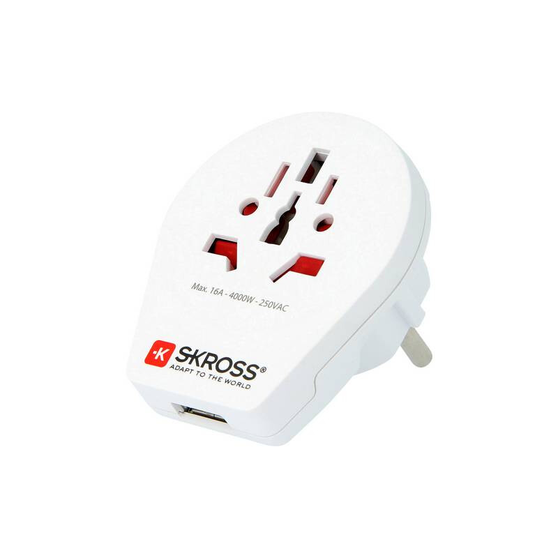Skross Stroomvoorziening Reiseadapter World to Europe mit USB