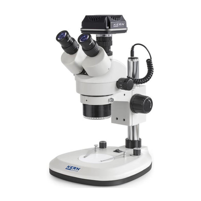 Kern Microscoop OZL 466C825, Greenough, Säule, 7-45x, 10x/20, Auf-Durchlicht 3W LED, Ringl., Kamera 5MP, USB 2.0