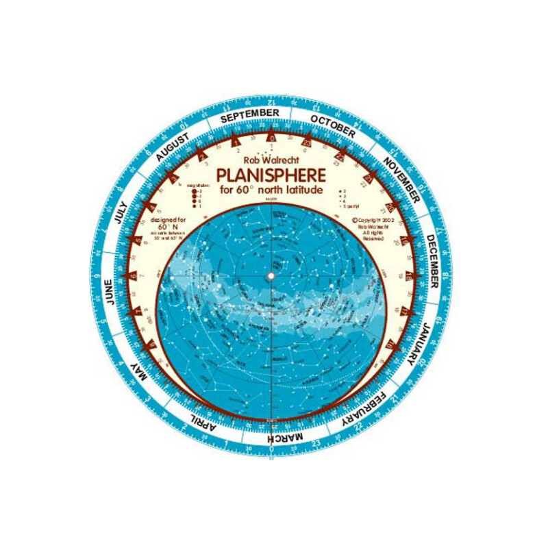 Rob Walrecht Sterrenkaart Planisphere 60°N 25cm